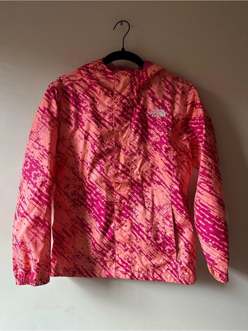 Girls North Face Rain Jacket Pink Size Large